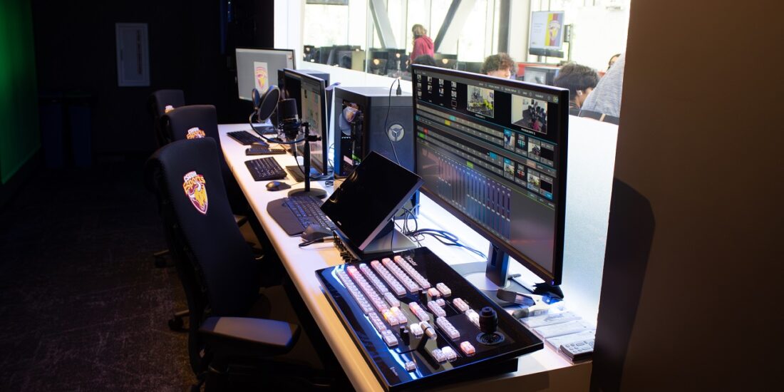 A view of the broadcast control room