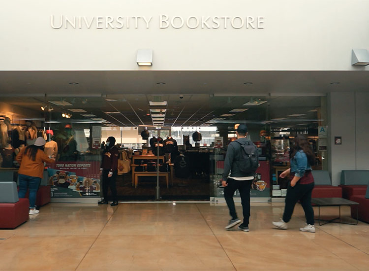 students entering the university bookstore